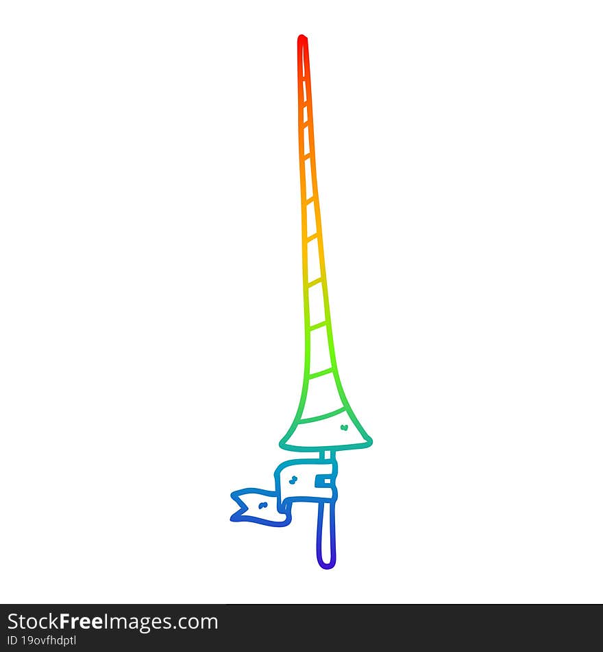 rainbow gradient line drawing cartoon medieval lance