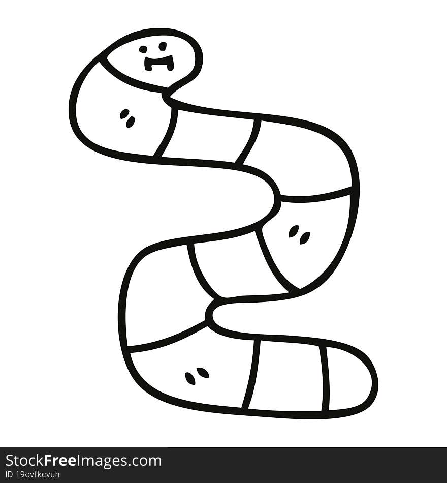 Quirky Line Drawing Cartoon Worm