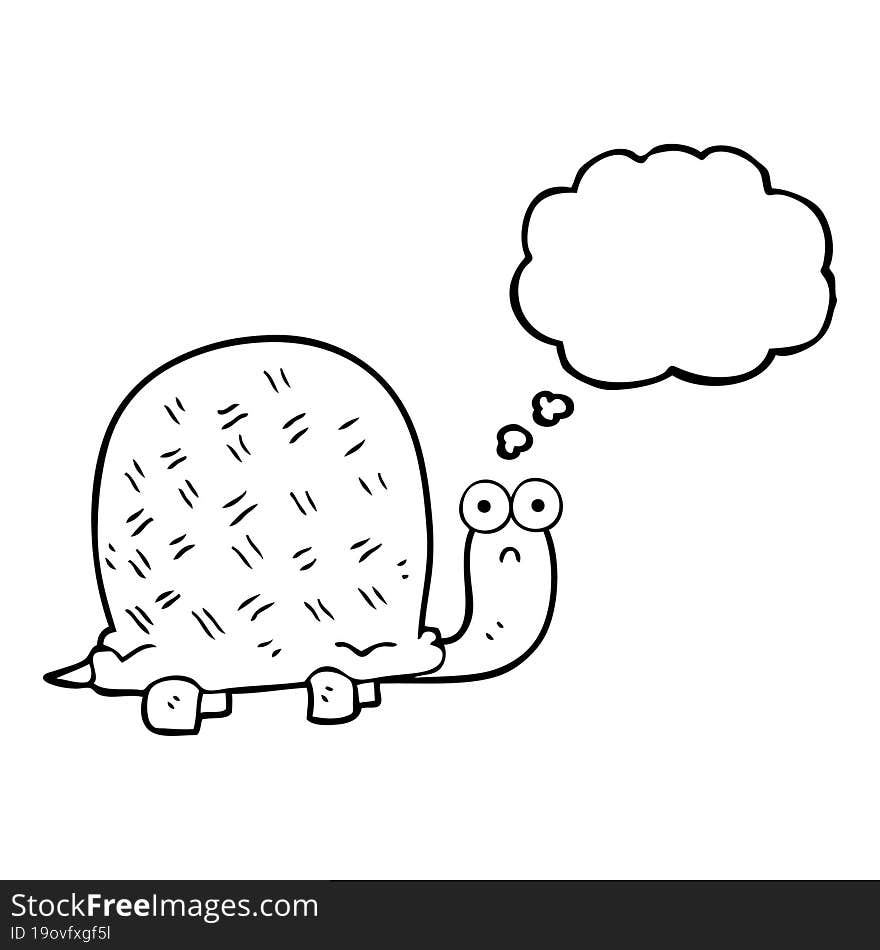 freehand drawn thought bubble cartoon sad turtle