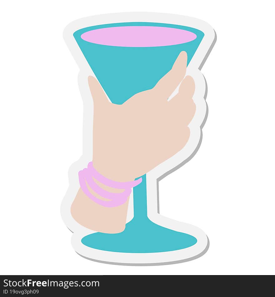 hand holding cocktail glass sticker