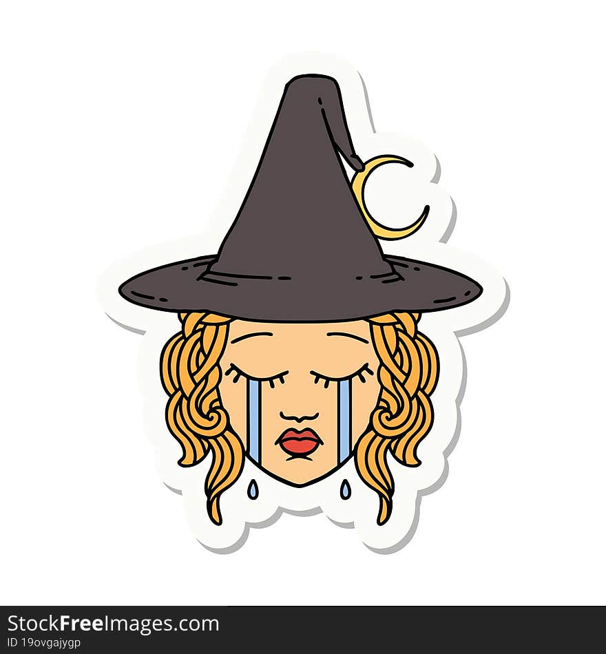 Crying Human Witch Character Sticker