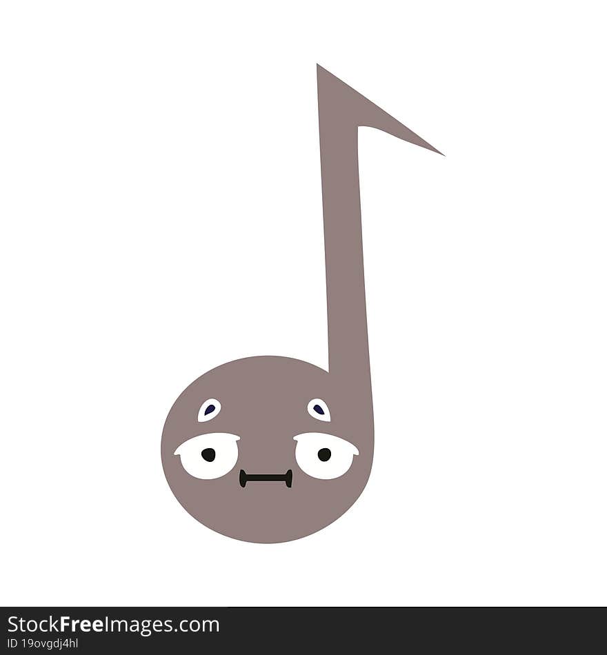 Flat Color Retro Cartoon Musical Note