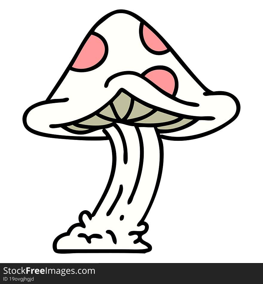 cartoon of a poisonous toadstool mushroom. cartoon of a poisonous toadstool mushroom