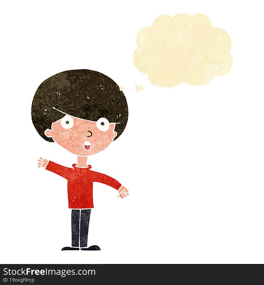 cartoon shocked boy with thought bubble