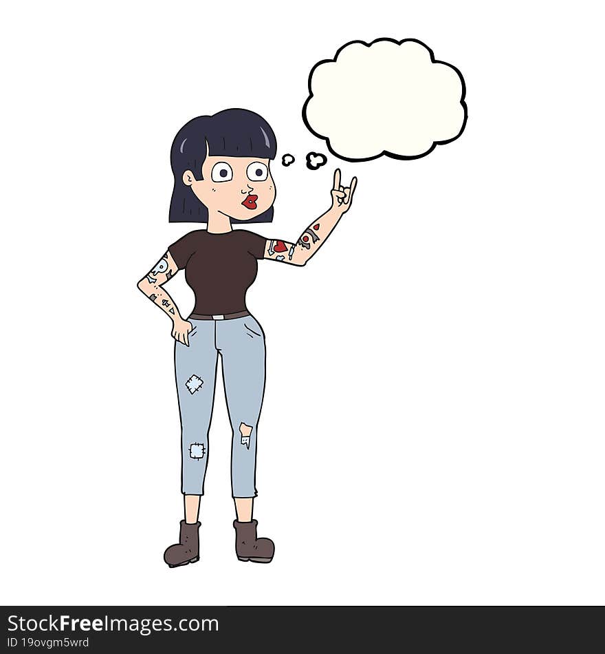 thought bubble cartoon rock girl