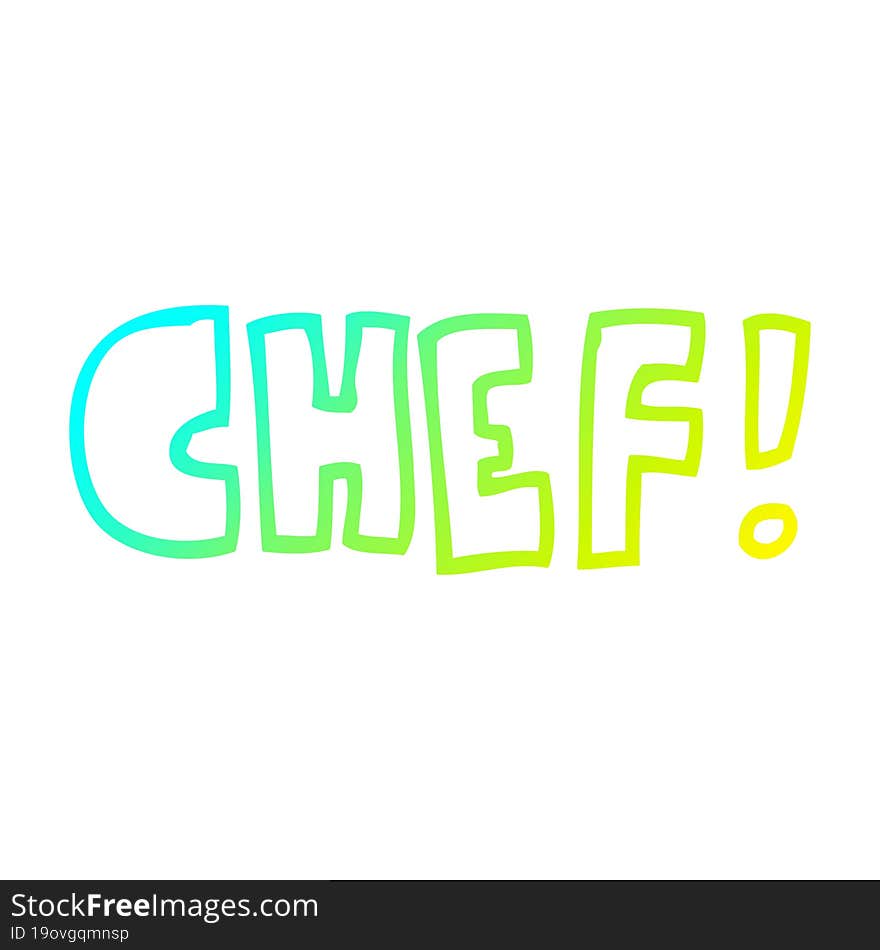 cold gradient line drawing of a cartoon word chef