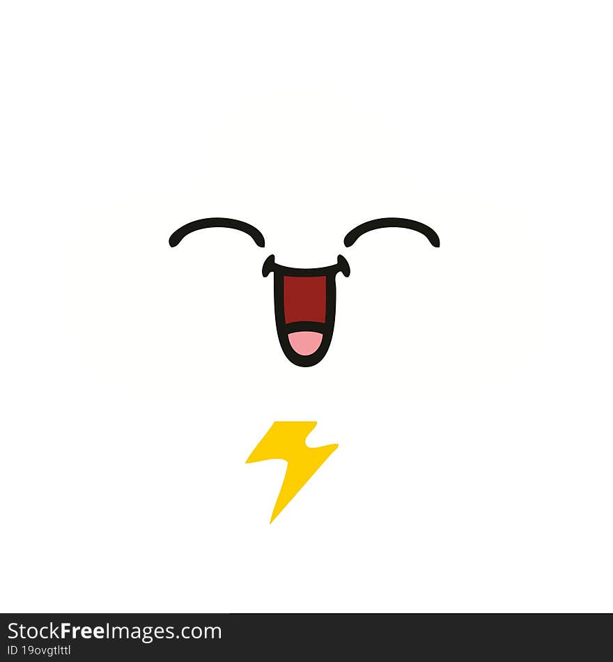 Flat Color Retro Cartoon Thunder Cloud