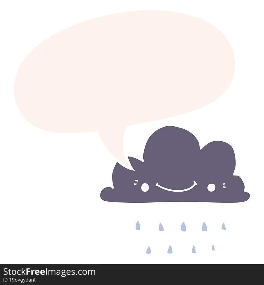 cartoon storm cloud and speech bubble in retro style