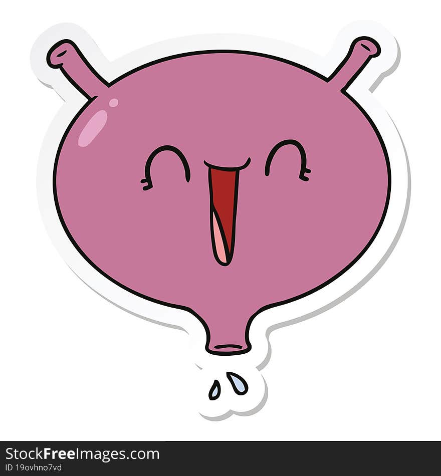 sticker of a cartoon laughing bladder