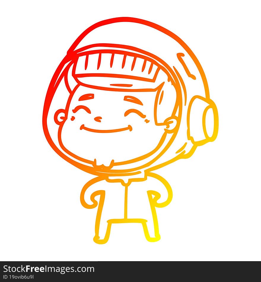 warm gradient line drawing of a happy cartoon astronaut