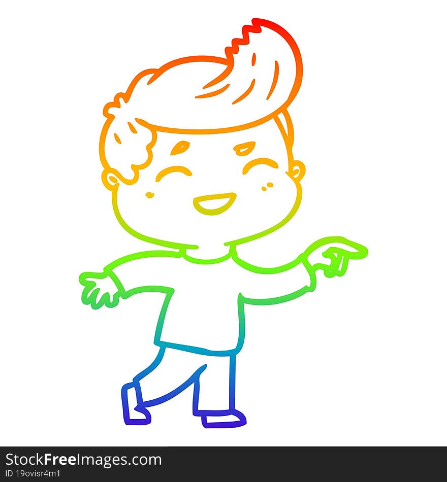 Rainbow Gradient Line Drawing Cartoon Man Laughing