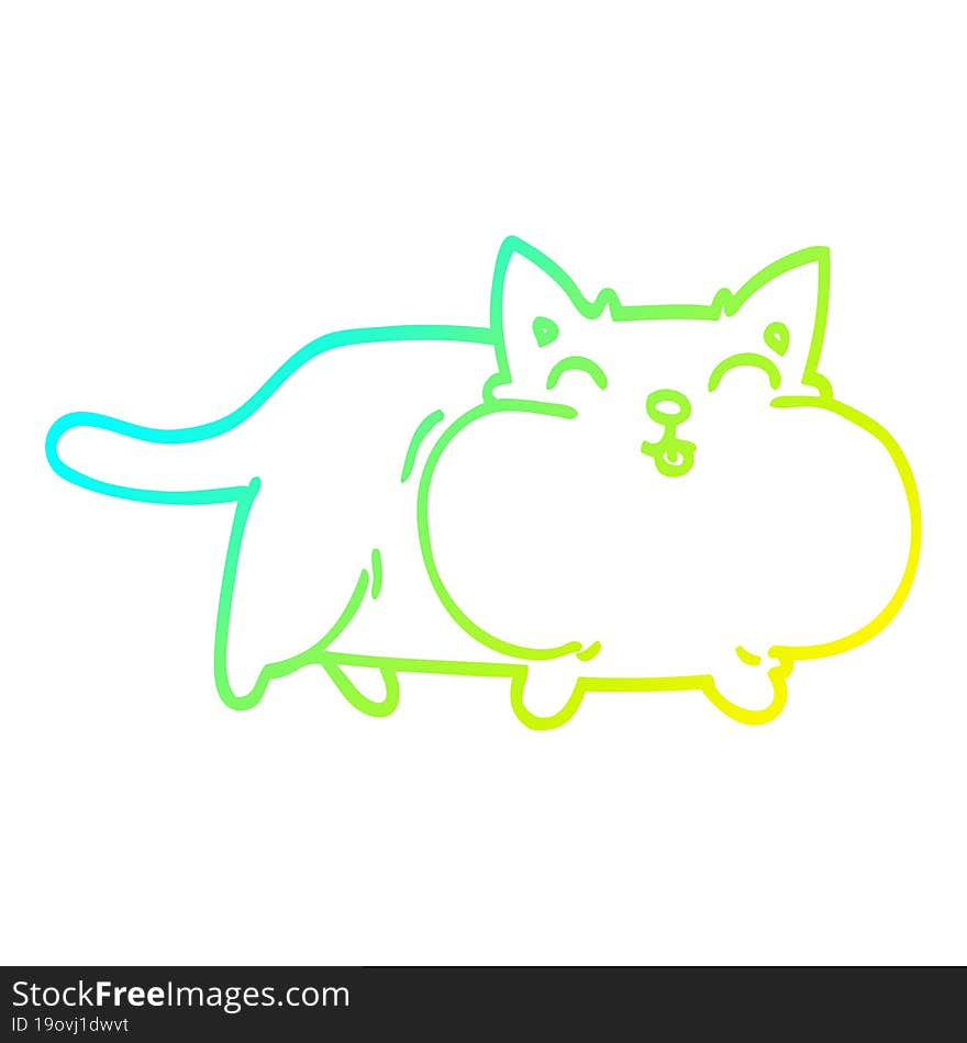 cold gradient line drawing cartoon fat cat