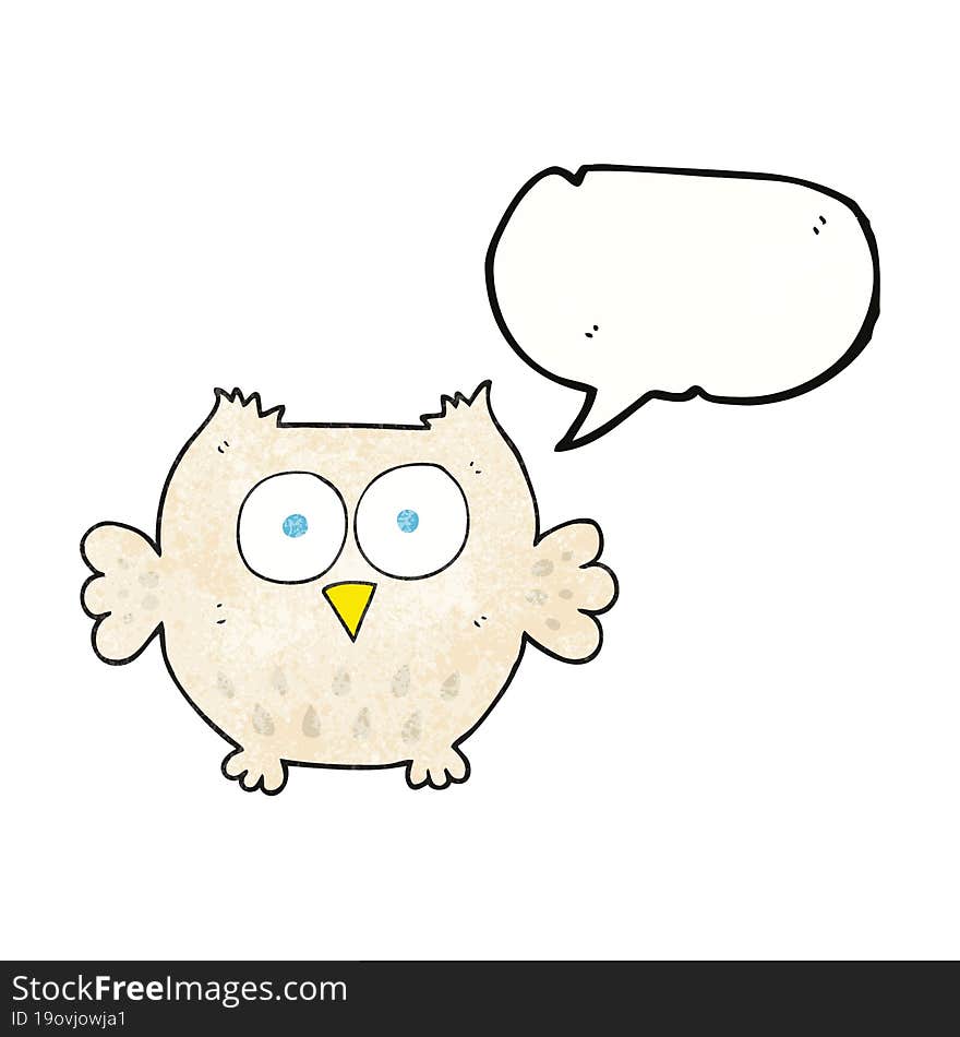 speech bubble textured cartoon happy owl