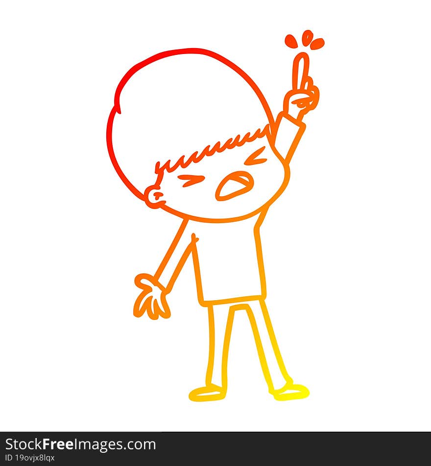 Warm Gradient Line Drawing Cartoon Stressed Man