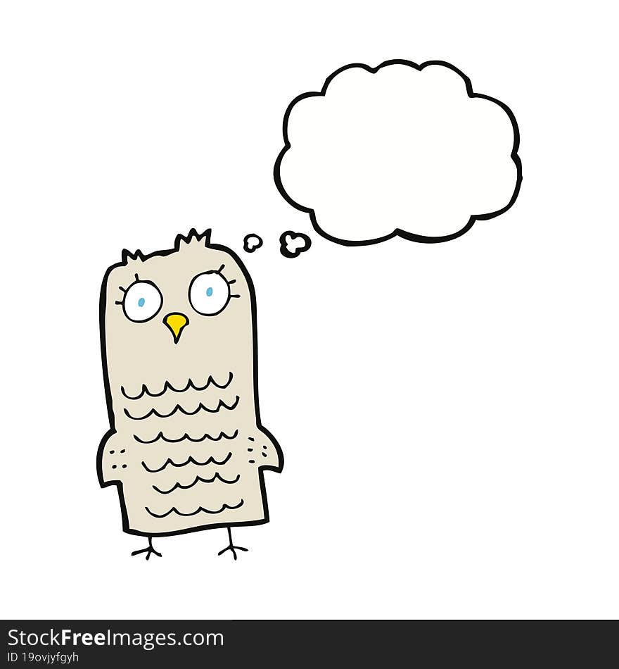 cartoon owl with thought bubble