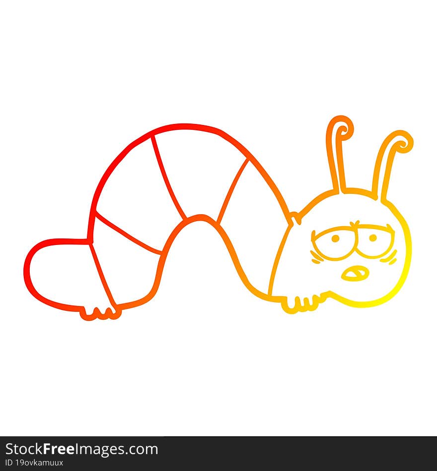 warm gradient line drawing cartoon tired caterpillar