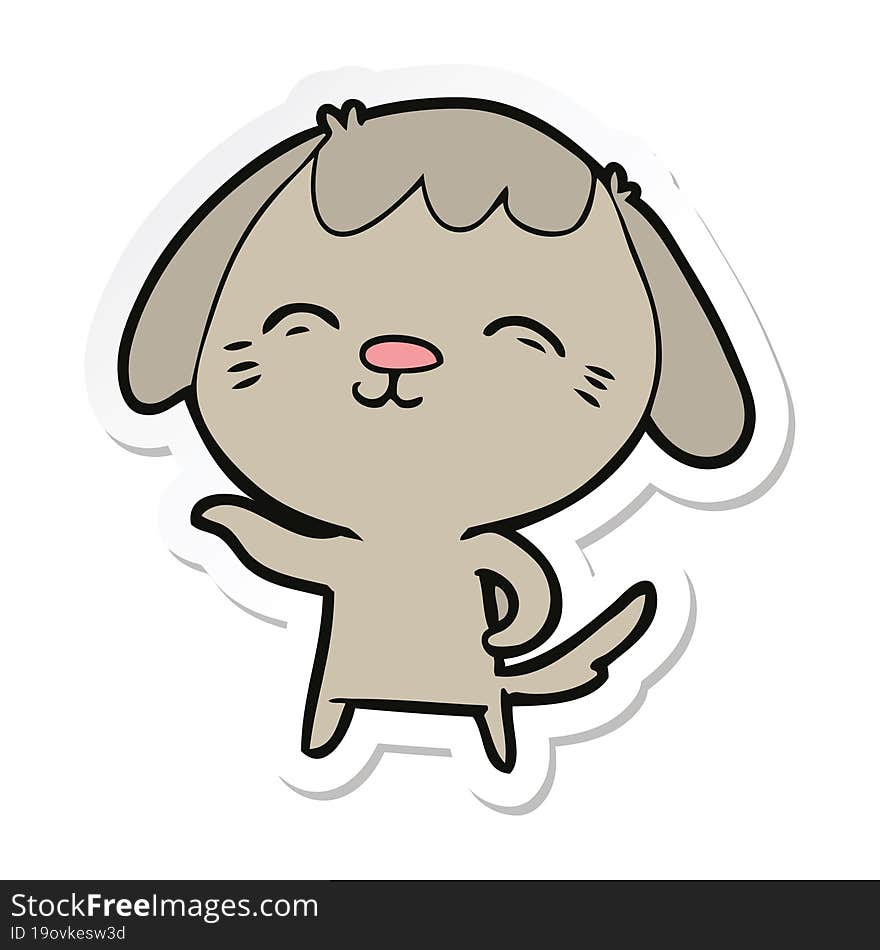 Sticker Of A Happy Cartoon Dog