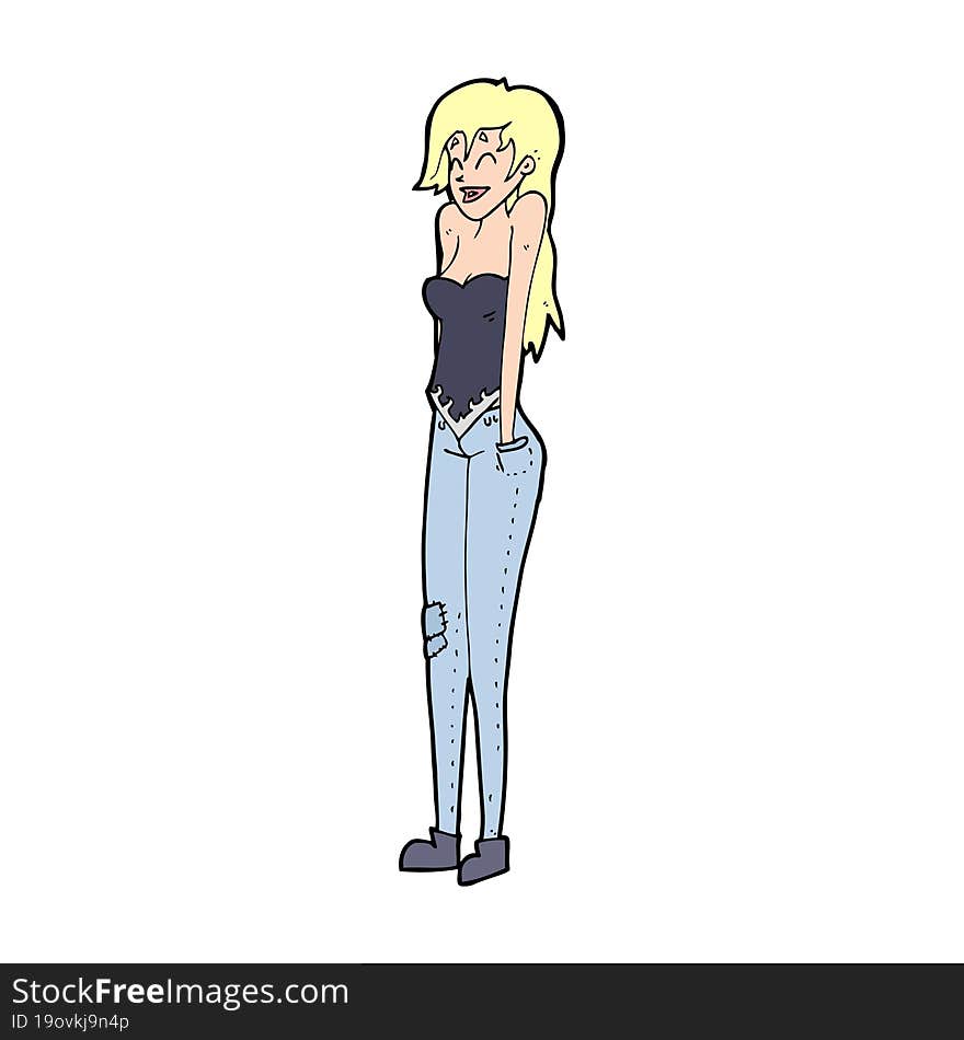 cartoon pretty woman shrugging shoulders