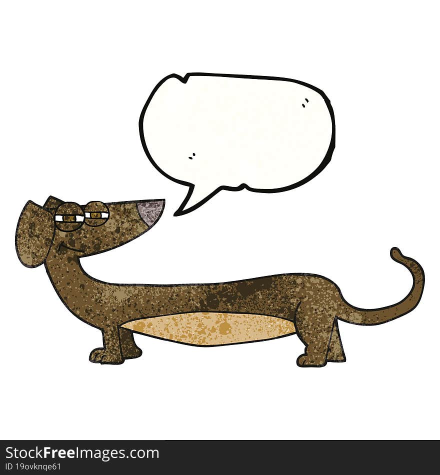 speech bubble textured cartoon dachshund