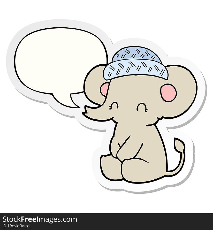 cartoon cute elephant and speech bubble sticker