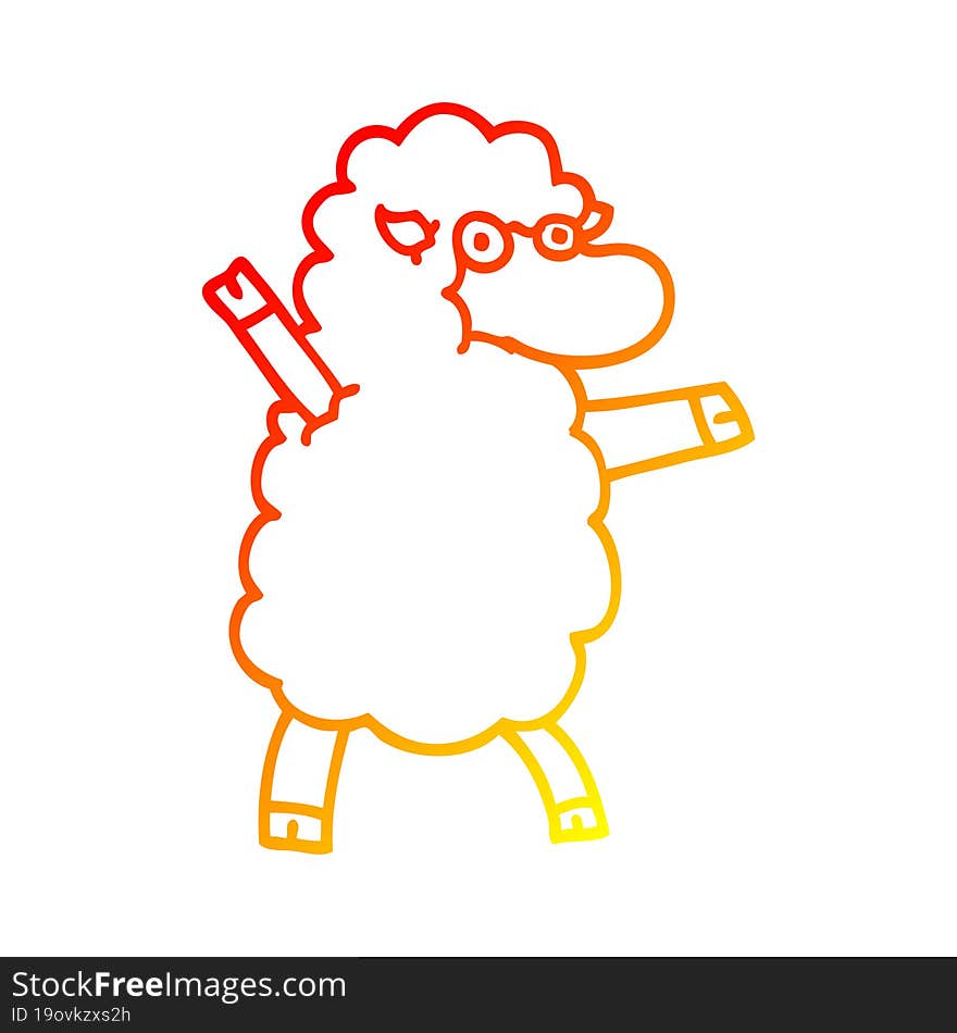 warm gradient line drawing cartoon black sheep