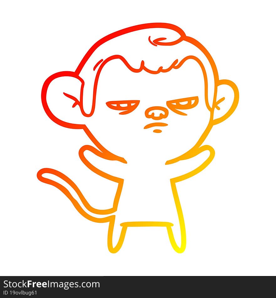 warm gradient line drawing cartoon annoyed monkey