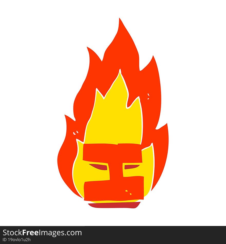 flat color illustration of a cartoon flaming letter I