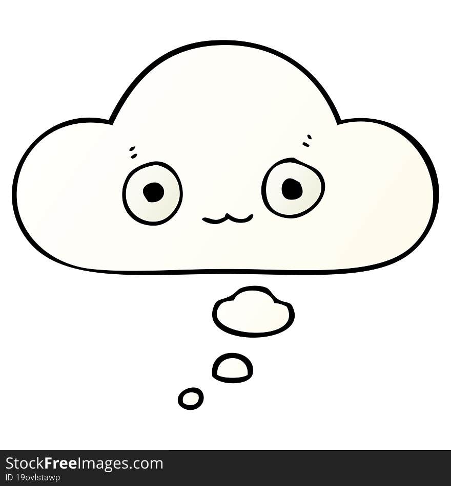 Cute Cartoon Face And Thought Bubble In Smooth Gradient Style