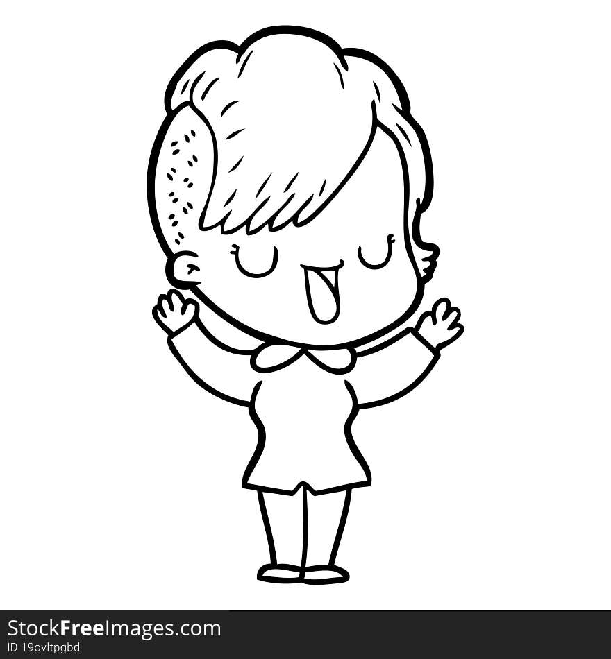 cute cartoon girl with hipster haircut. cute cartoon girl with hipster haircut