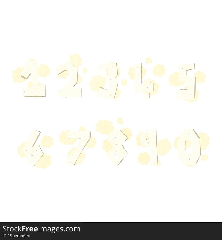 cartoon wooden numbers