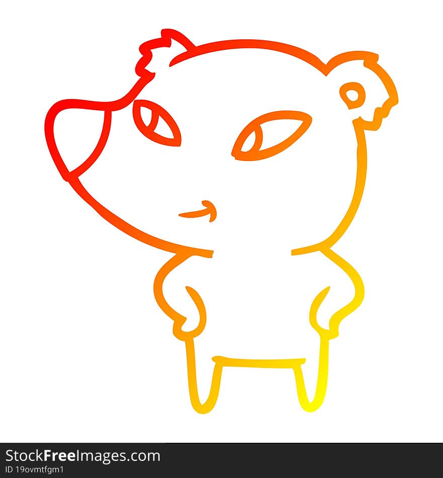 warm gradient line drawing cute cartoon bear