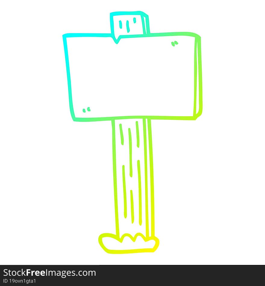 cold gradient line drawing cartoon sign post