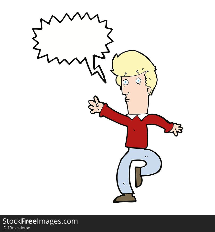 cartoon rushing man with speech bubble