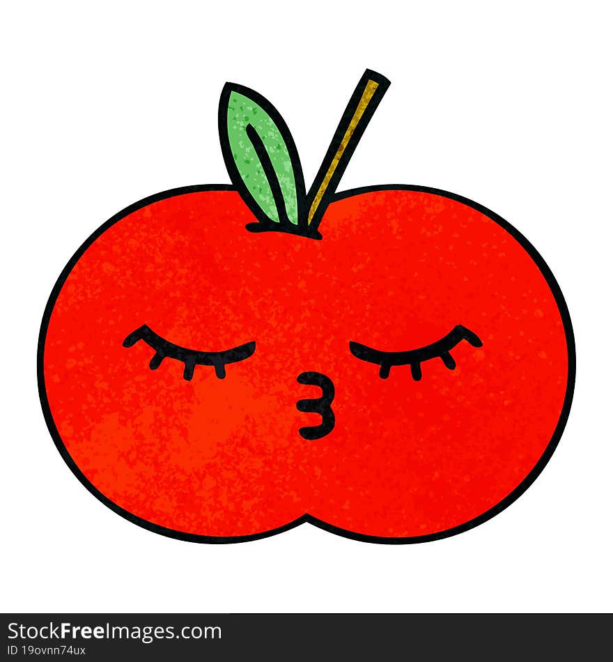 retro grunge texture cartoon red apple