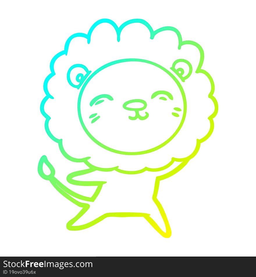 cold gradient line drawing of a cartoon lion