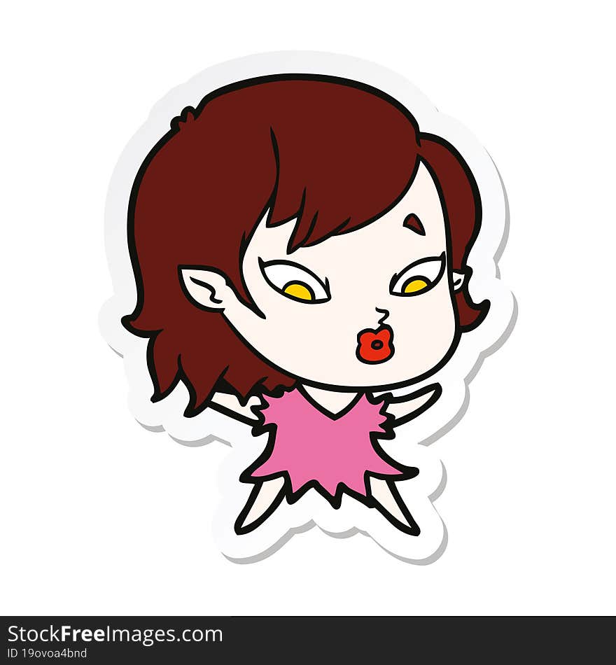 sticker of a cute cartoon vampire girl