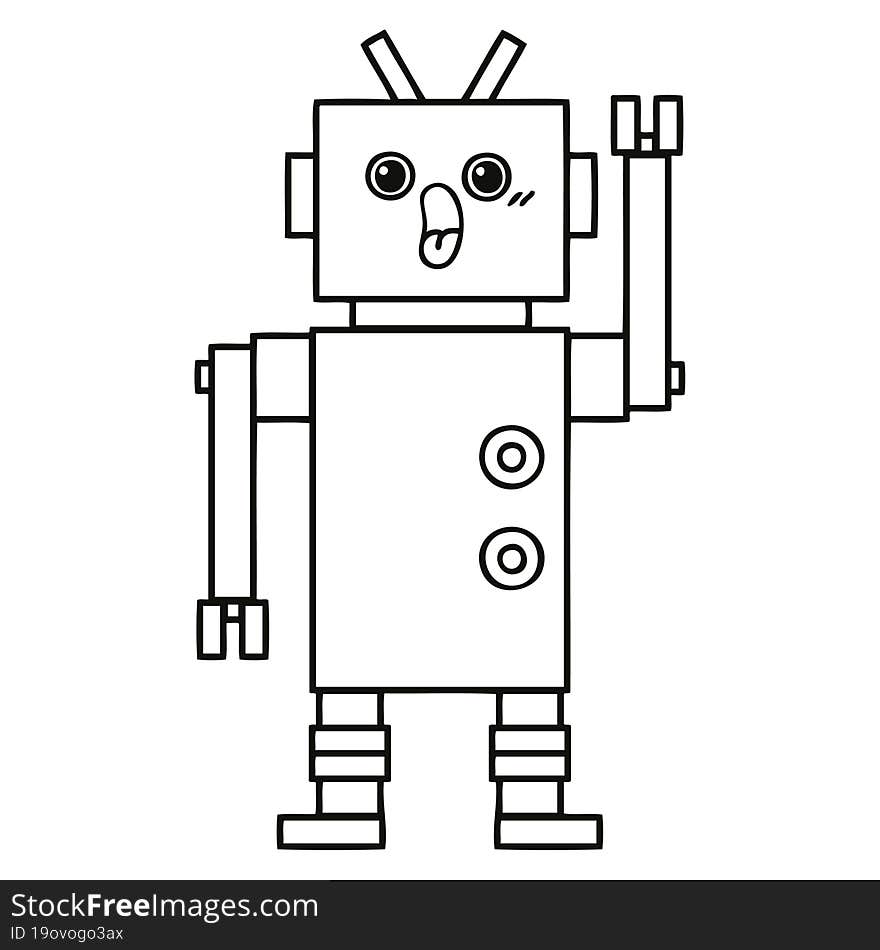 line drawing cartoon of a robot. line drawing cartoon of a robot