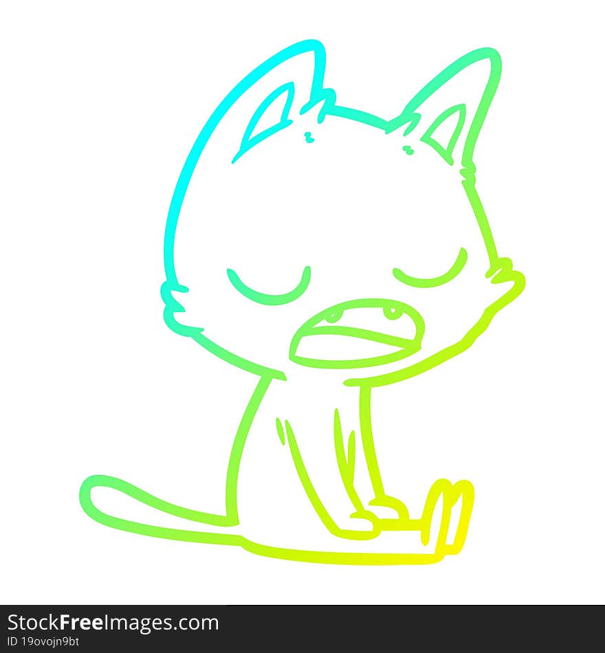 cold gradient line drawing of a talking cat cartoon