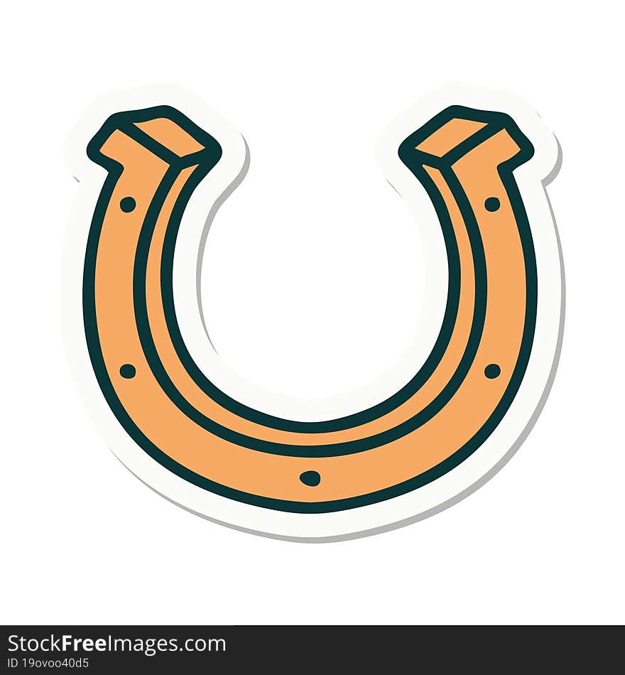 tattoo style sticker of a horse shoe