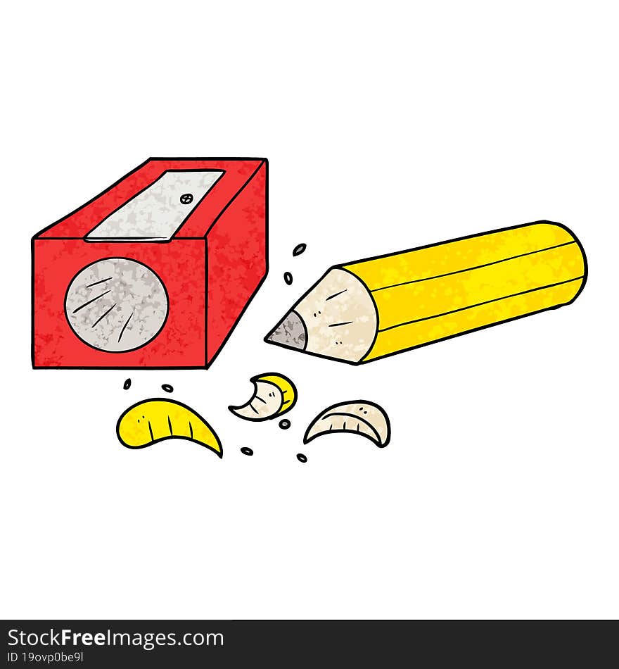 cartoon pencil and sharpener. cartoon pencil and sharpener