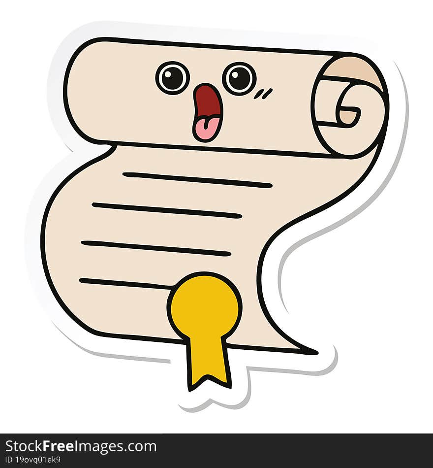 sticker of a cute cartoon contract