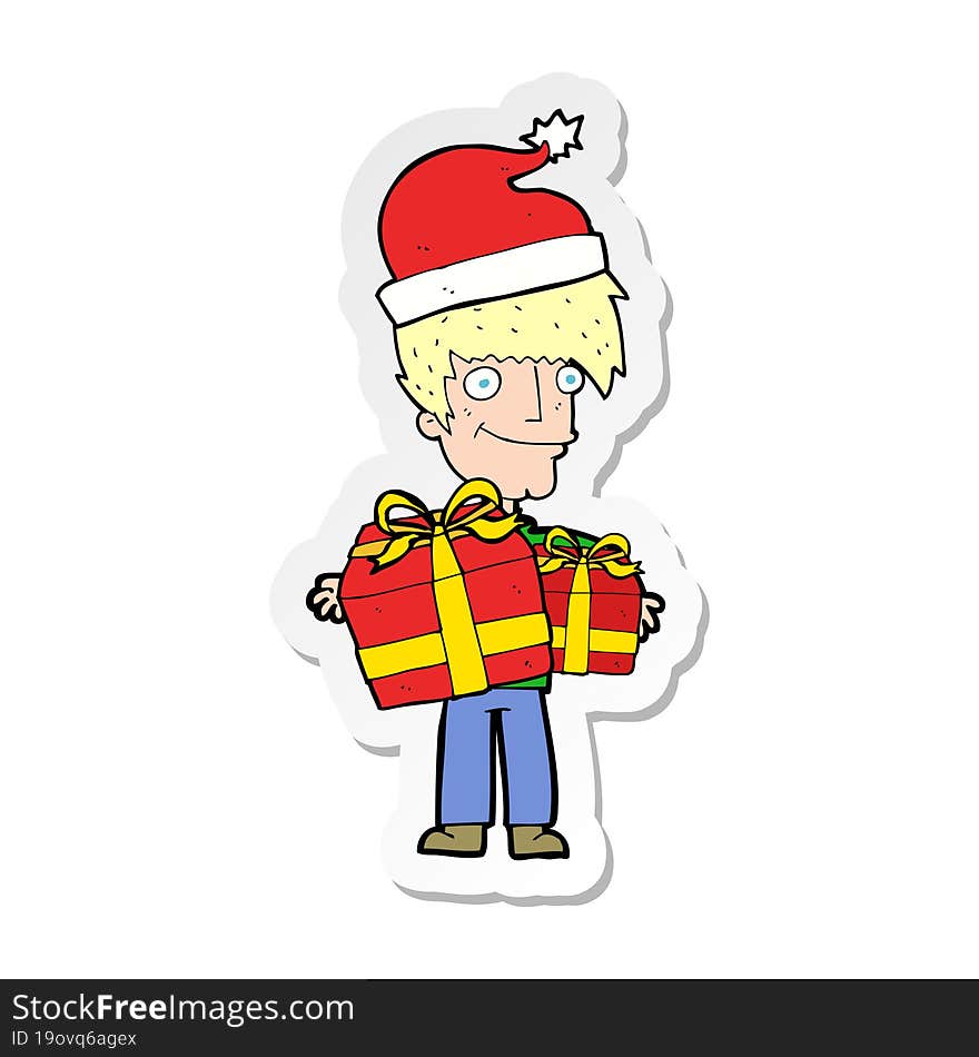 Sticker Of A Cartoon Man Ready For Christmas