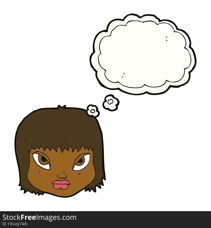 Cartoon Annoyed Face With Thought Bubble