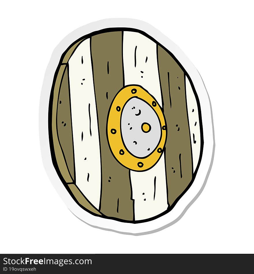 sticker of a cartoon wooden shield