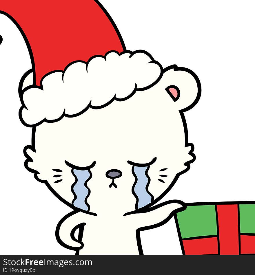 crying cartoon christmas polarbear. crying cartoon christmas polarbear