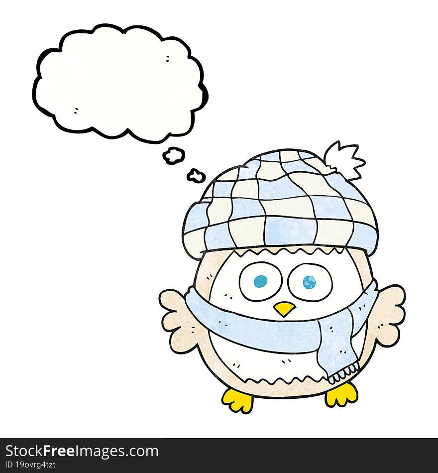 thought bubble textured cartoon cute little owl