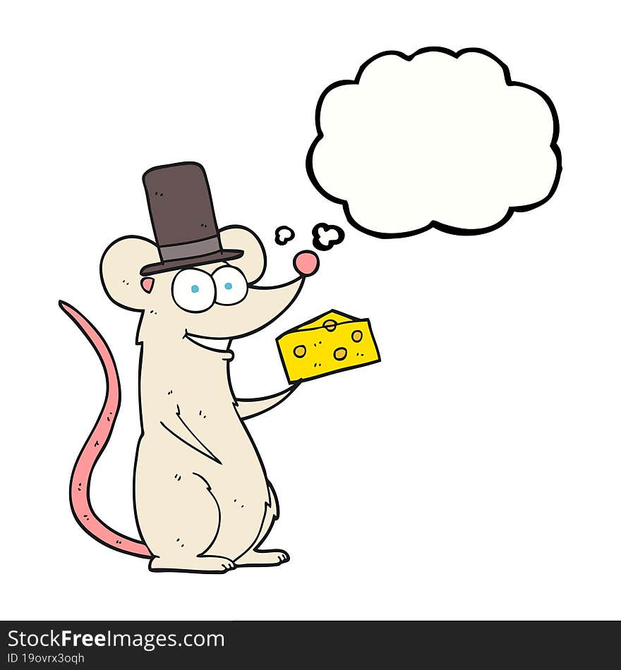 thought bubble cartoon mouse with cheese