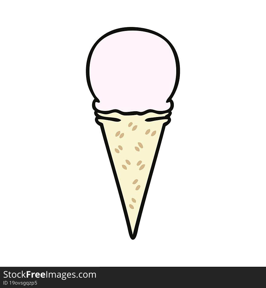 hand drawn quirky cartoon strawberry ice cream cone. hand drawn quirky cartoon strawberry ice cream cone