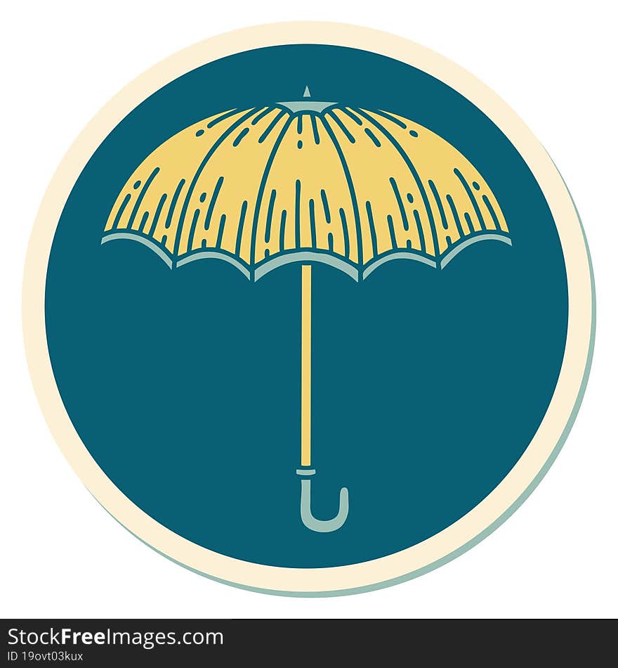 tattoo style sticker of an umbrella