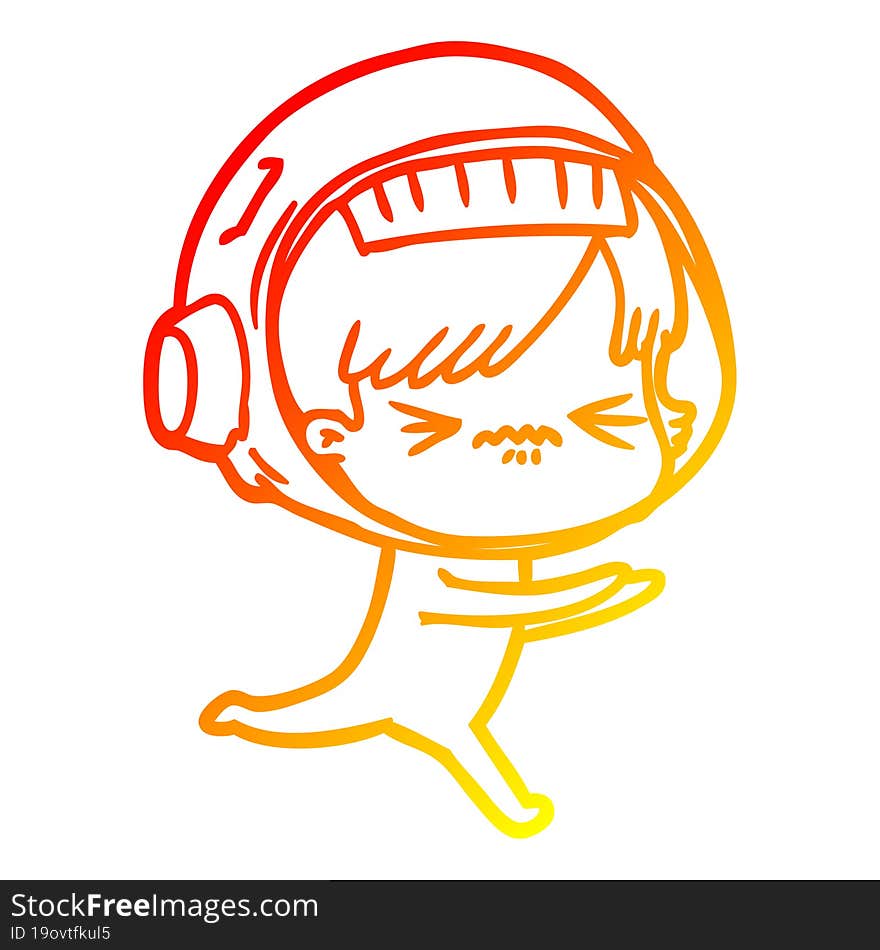 warm gradient line drawing cartoon astronaut woman